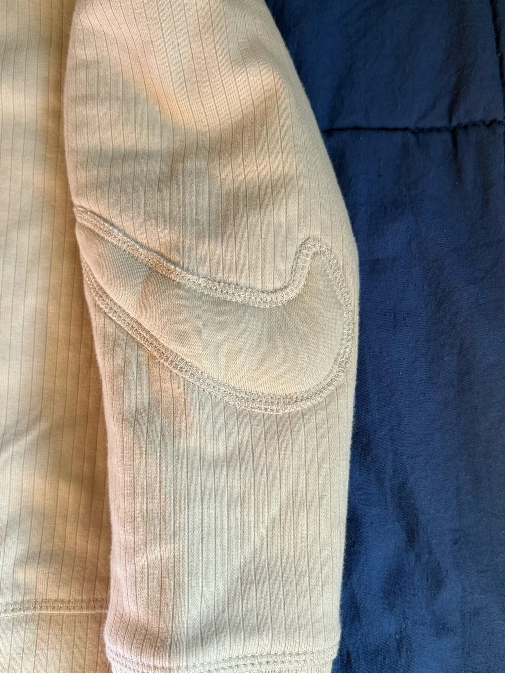 Nike Kids Cream Ribbed Crewneck Sweatshirt with Pink Swoosh
